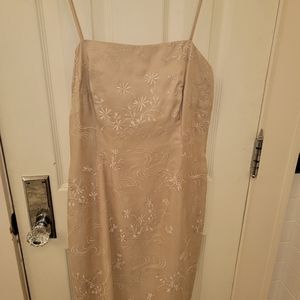 Silk spaghetti strap beige dress